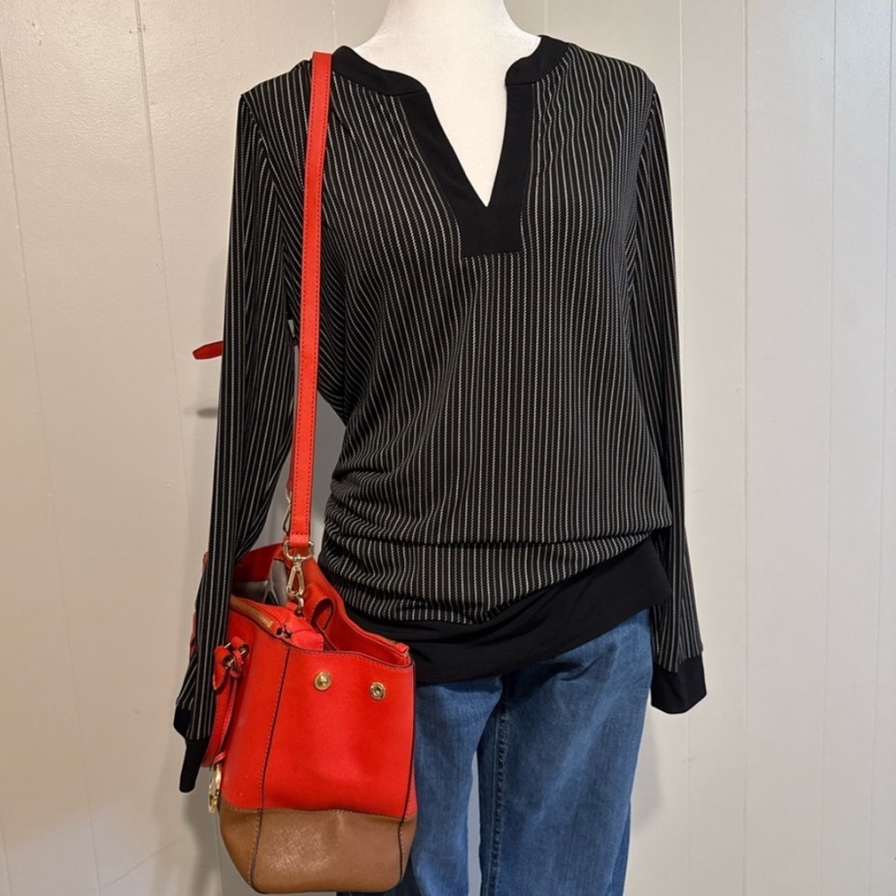 Michael Kors Black and White Striped Top